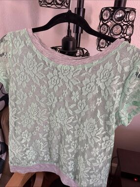 Women’s Mint Lace Overlay Top by